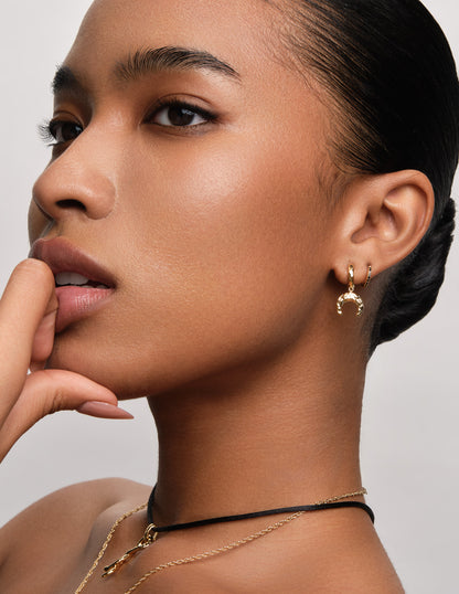 Amulet Horn Drop Hoops In Gold