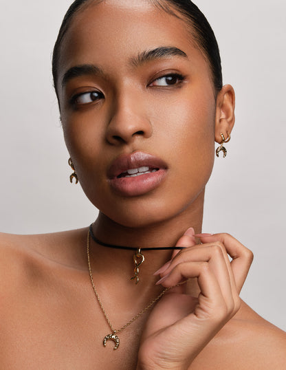 Amulet Horn Drop Hoops In Gold