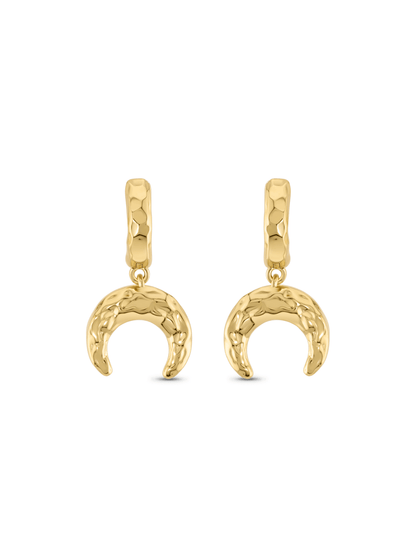 Amulet Horn Drop Hoops In Gold