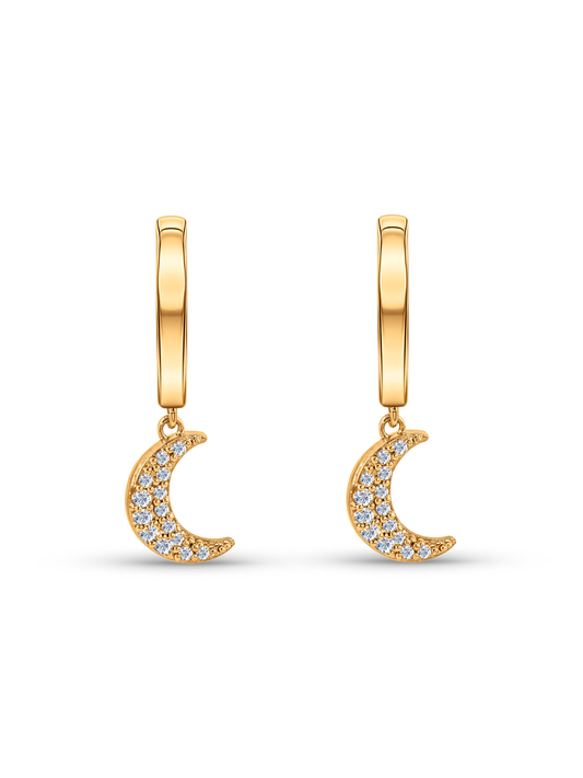 POLARIS MOON PAVÉ DROP HOOPS IN GOLD