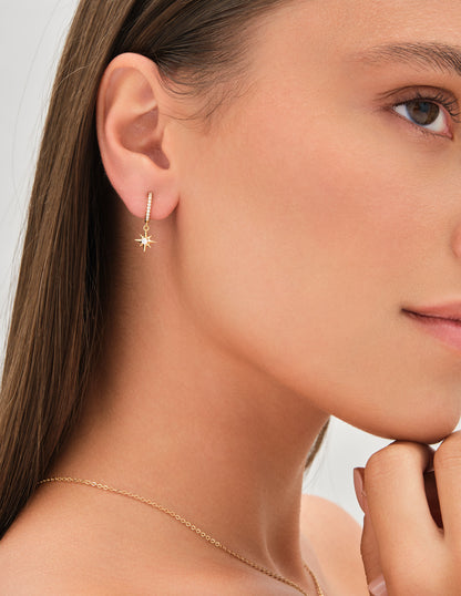 Polaris Star Drop Hoops In Gold