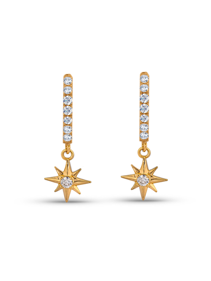Polaris Star Drop Hoops In Gold