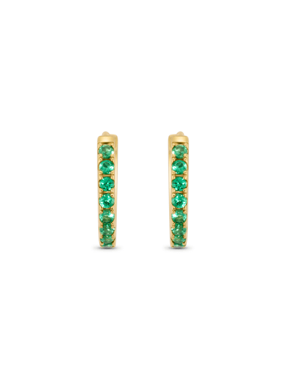 Green Medium Pavé Huggies In Gold