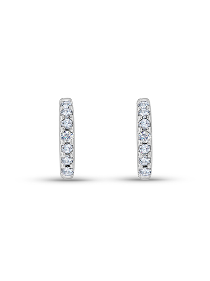 Crystal Medium Pavé Huggies In Silver
