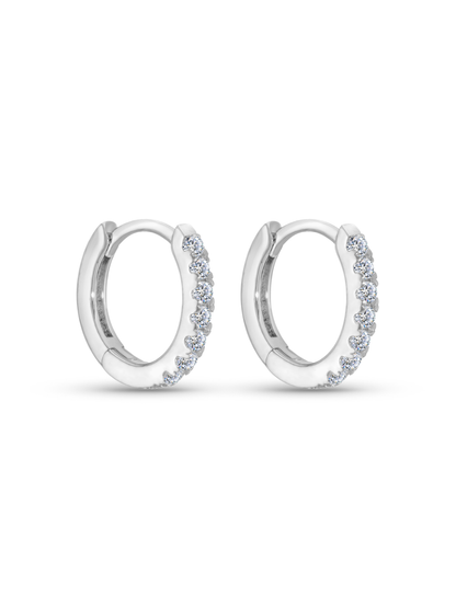 Crystal Medium Pavé Huggies In Silver
