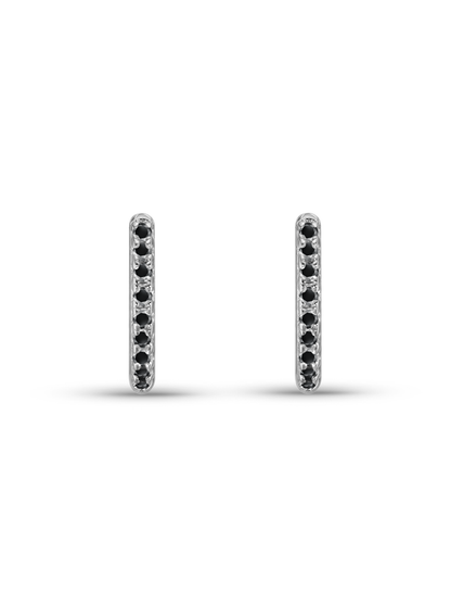 Black Small Pavé Huggies In Silver