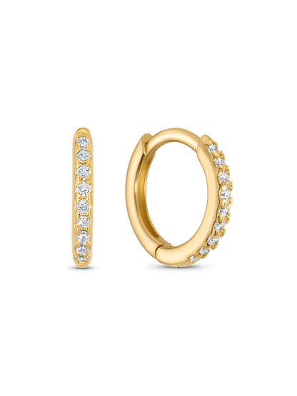 Crystal Medium Pavé Huggies In Gold