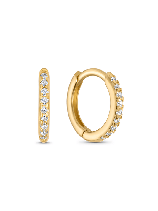 Crystal Medium Pavé Huggies In Gold