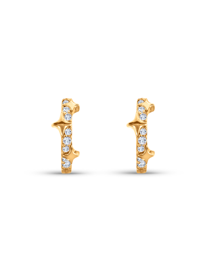 Polaris Star Burst Pavé Huggie In Gold