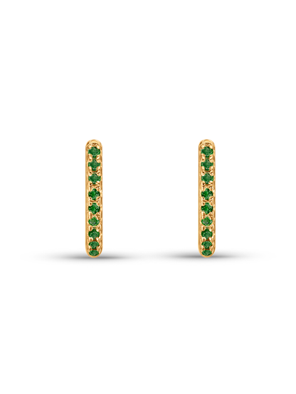 Green Pavé Huggies in Gold