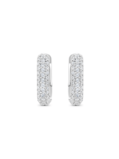 Rounded Pavé Mini Huggies In Silver