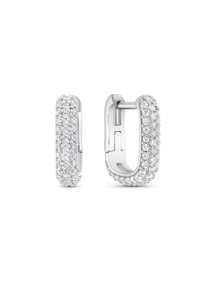 Rounded Pavé Mini Huggies In Silver