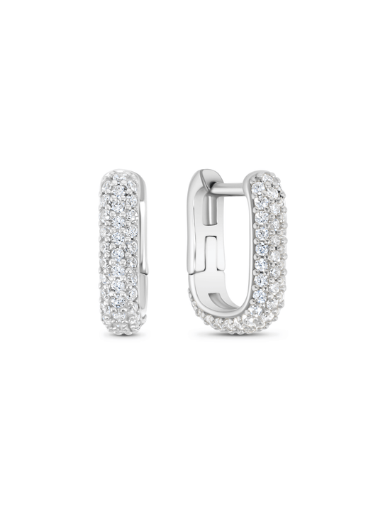 Rounded Pavé Mini Huggies In Silver