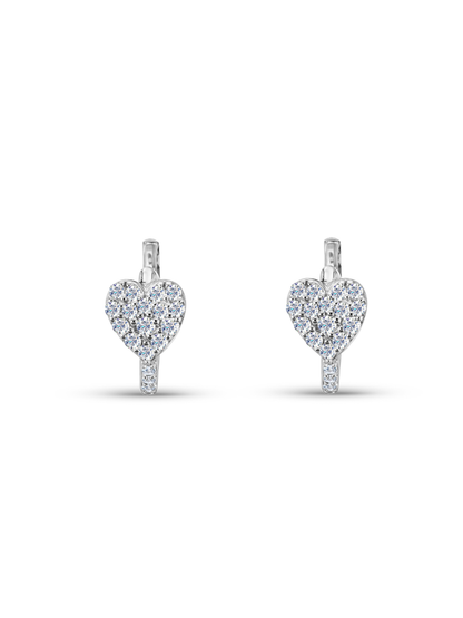Heart Pavé Huggies In Silver