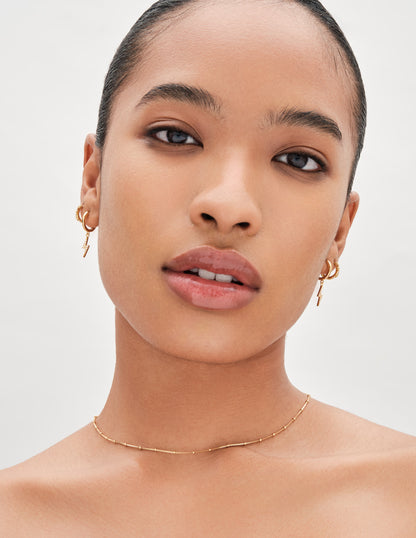 Amulet Lightening Pavé Drop Hoops In Gold