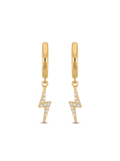 Amulet Lightening Pavé Drop Hoops In Gold