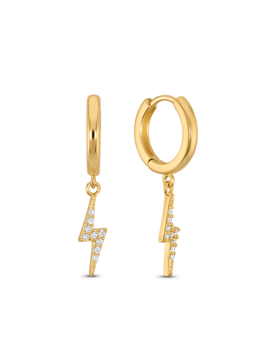 AMULET LIGHTENING PAVÉ DROP HOOPS IN GOLD