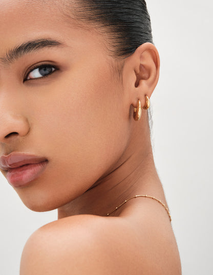 Aurum Mini Molten Hoops In Gold