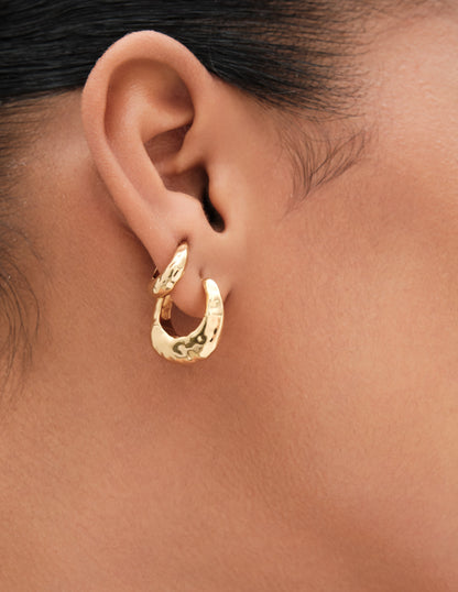 Aurum Mini Molten Hoops In Gold
