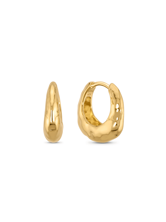 Aurum Mini Molten Hoops In Gold