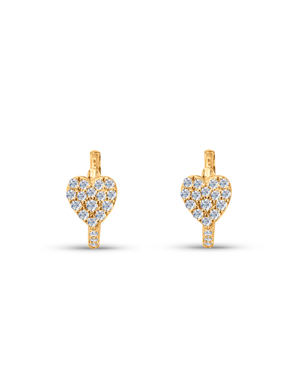 Heart Pavé Huggies In Gold