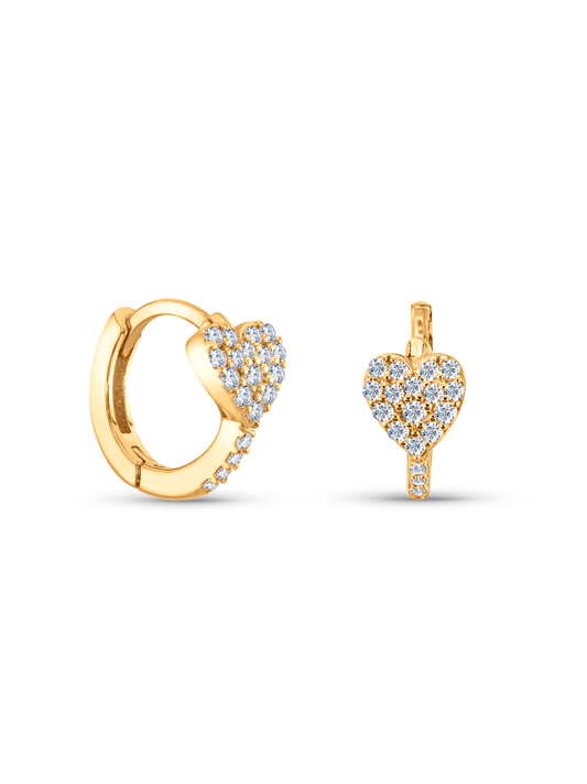 Heart Pavé Huggies In Gold