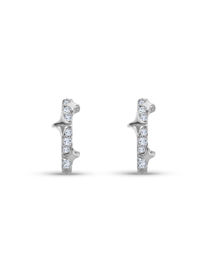 Polaris Star Burst Pavé Huggies In Silver