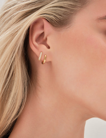 Rounded Mini Pavé Huggies In Gold