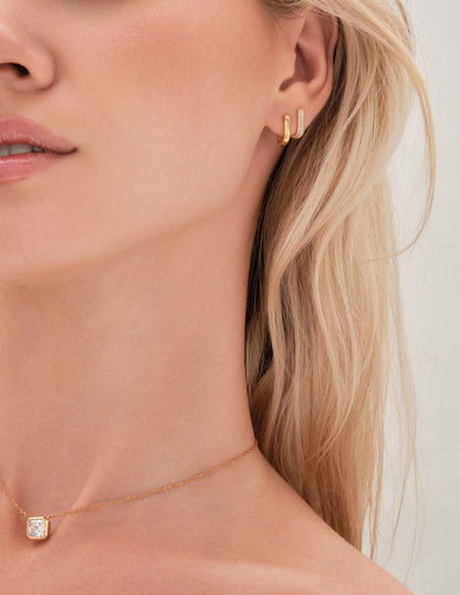 Rounded Mini Pavé Huggies In Gold