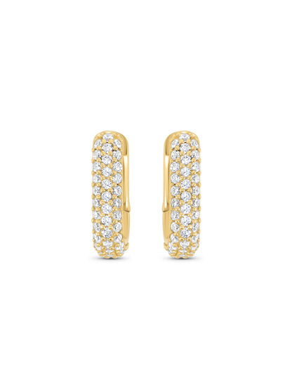 Rounded Mini Pavé Huggies In Gold