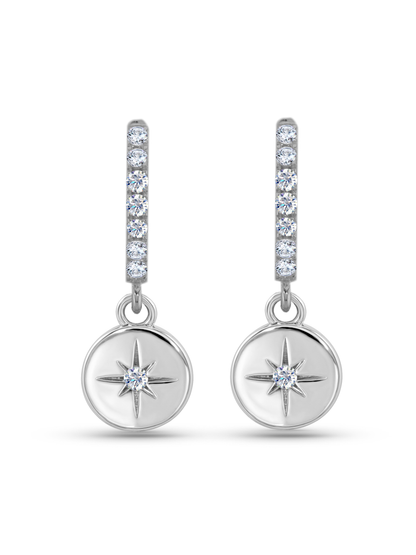 Polaris Star Coin Drop Hoops In Silver
