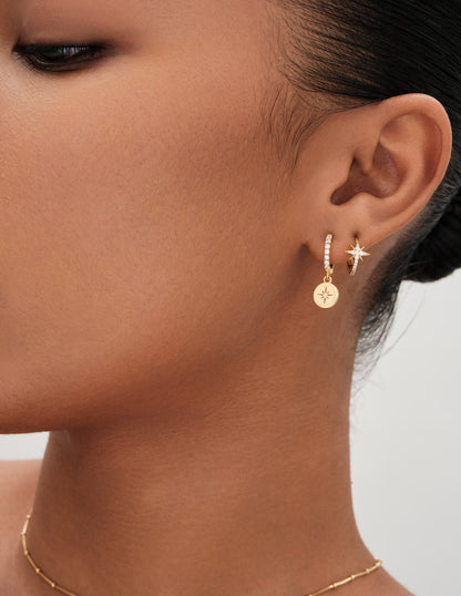 Polaris Star Coin Drop Hoops In Gold