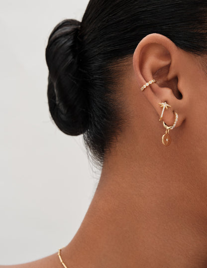 Polaris Star Coin Drop Hoops In Gold