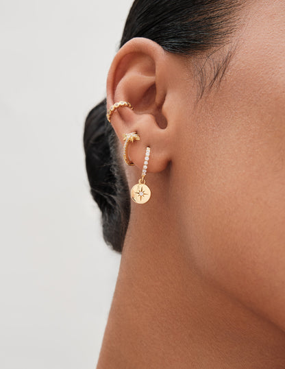 Polaris Star Coin Drop Hoops In Gold