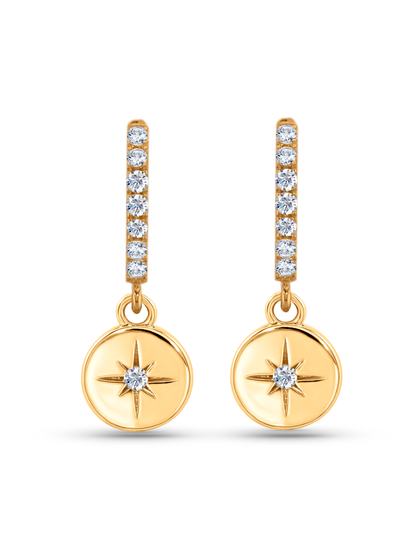 Polaris Star Coin Drop Hoops In Gold
