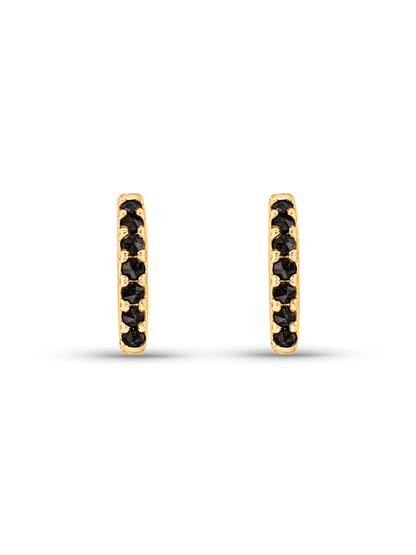 Brown Medium Pavé Huggies In Gold