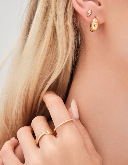 Polaris Domed Celestial Huggies In Gold
