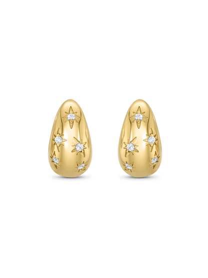 Polaris Domed Celestial Huggies In Gold
