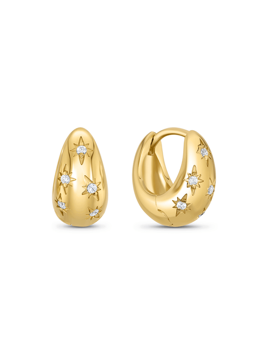 Polaris Domed Celestial Huggies In Gold