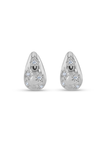 Polaris Domed Celestial Huggies In Silver