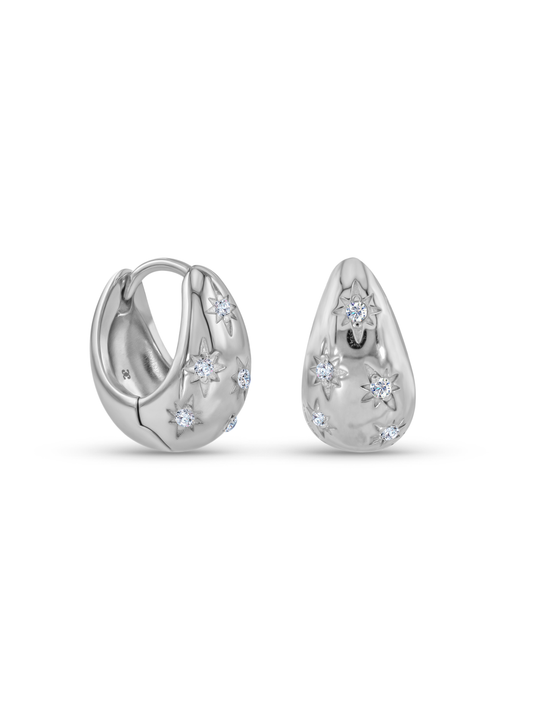 Polaris Domed Celestial Huggies In Silver