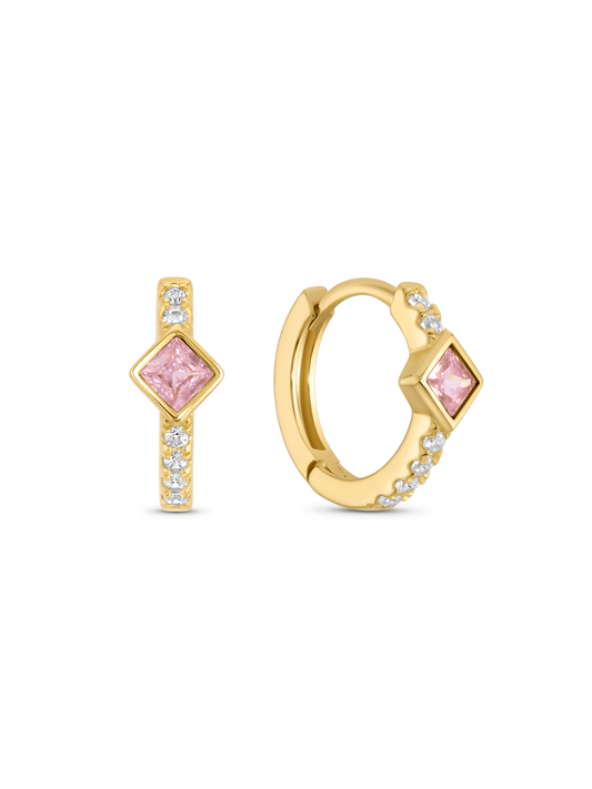 Crystal Diamond Huggies in Gold