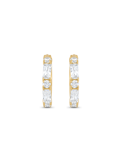 14Mm Mixed Crystal Huggies In Gold