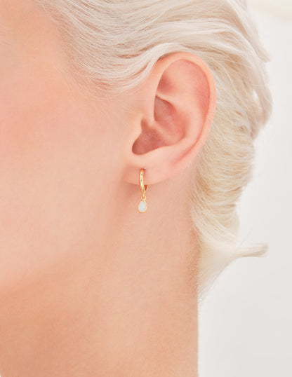 Mother-Of-Pearl June Birthstone Hoops In Gold