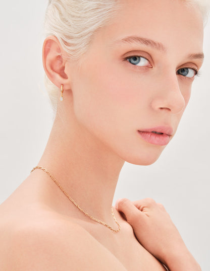 Mother-Of-Pearl June Birthstone Hoops In Gold