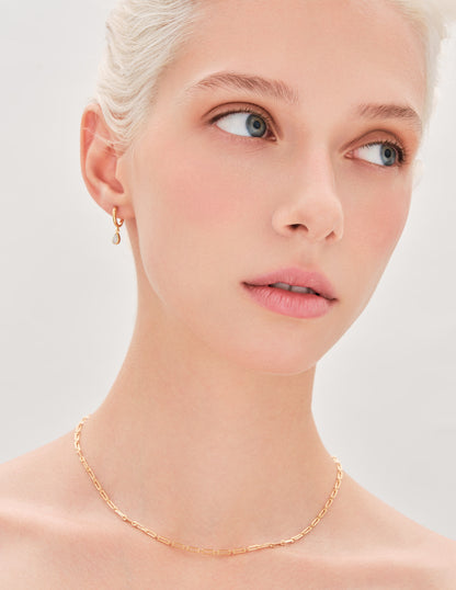 Mother-Of-Pearl June Birthstone Hoops In Gold
