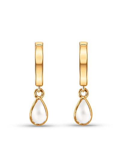 Mother-Of-Pearl June Birthstone Hoops In Gold