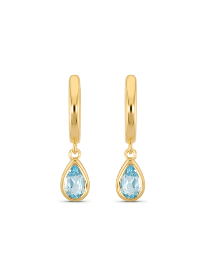 Blue Topaz December Birthstone Hoops In Gold