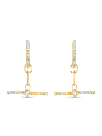 T-Bar Crystal Pavé Hoops In Gold