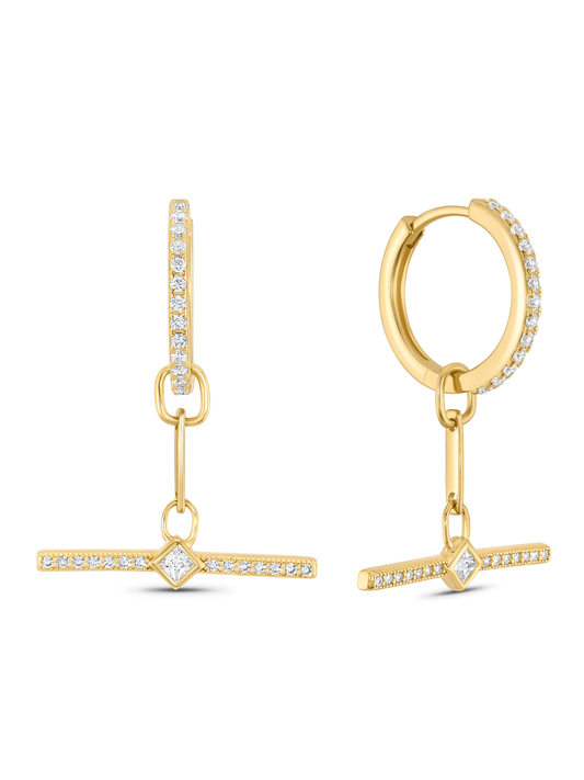 T-Bar Crystal Pavé Hoops In Gold